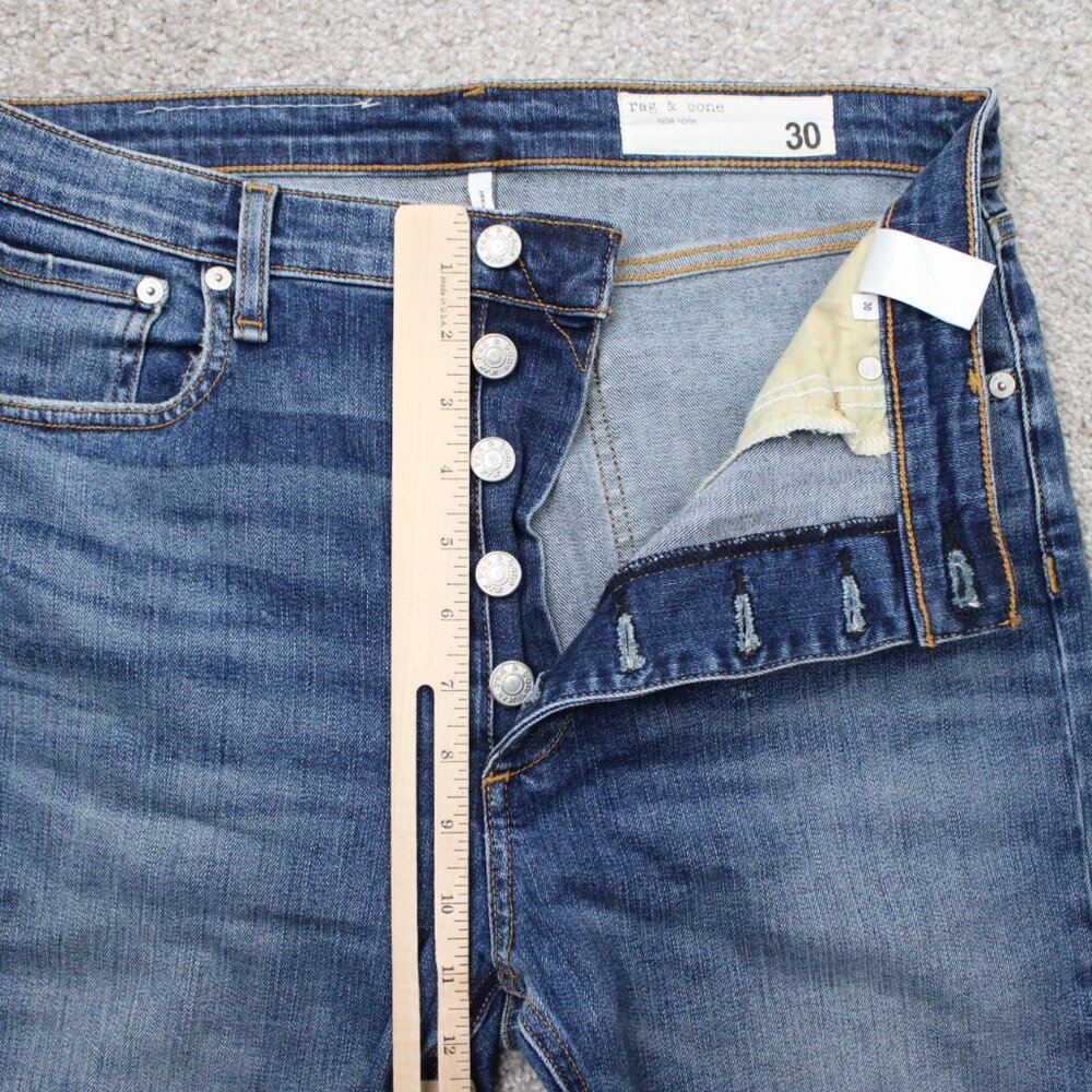 Rag & Bone Jeans Womens 30x30 Blue Nina High-Rise Skinny Button Fly Raw Hem - Picture 7 of 12